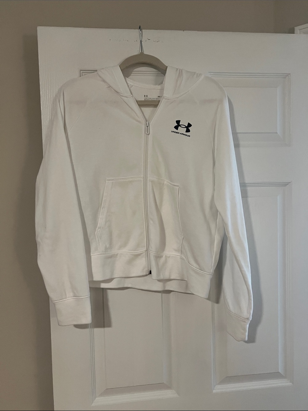 Under Armour White Zip Hoodie with Black Logo
